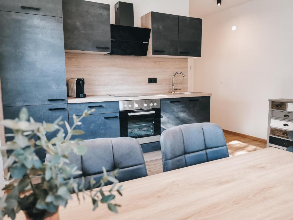 Kuchyň nebo kuchyňský kout v ubytování Apart Pair im Dorf