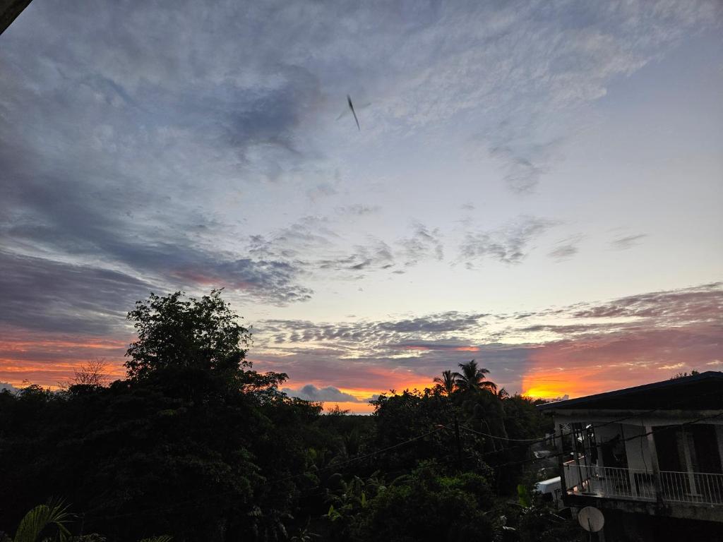 a kite flying in the sky at sunset at Zen'Nature&Chill House - Punta Cana Room in Petit-Canal