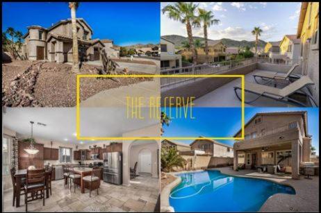 a collage of pictures of a house with a pool at The Reserve Large Home and Pool in Phoenix