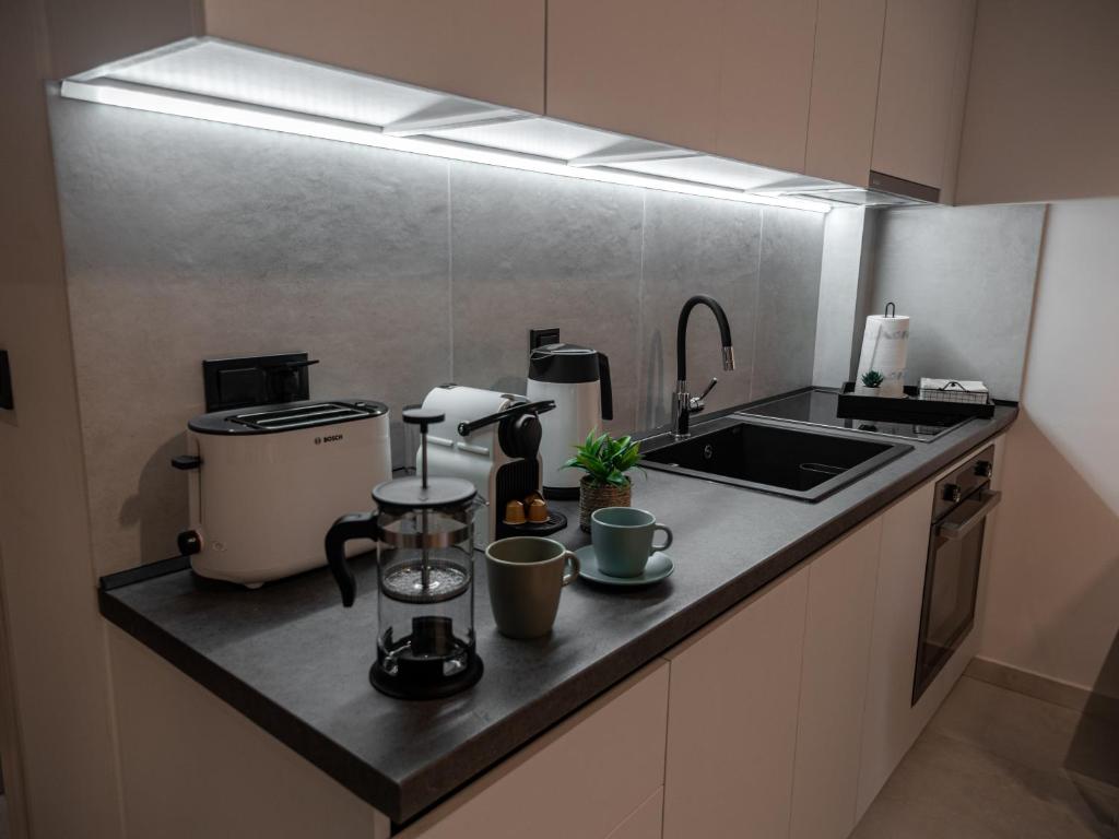 Kuchyň nebo kuchyňský kout v ubytování Canva Living