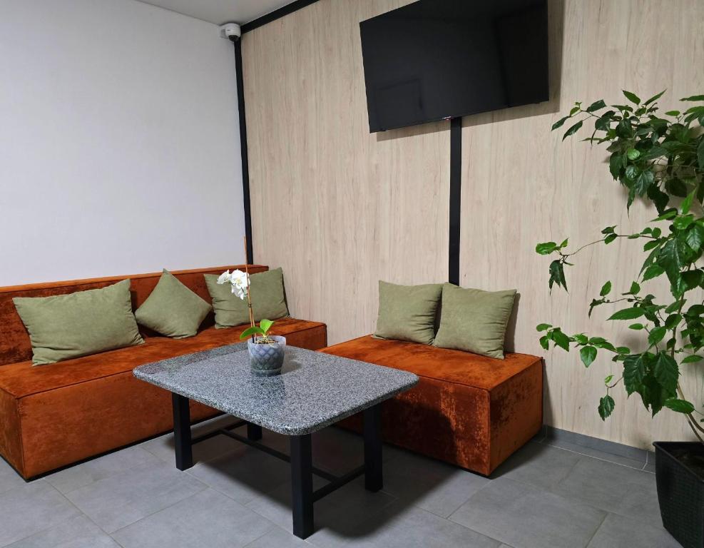 TV a/nebo společenská místnost v ubytování TREND HOUSE hostel