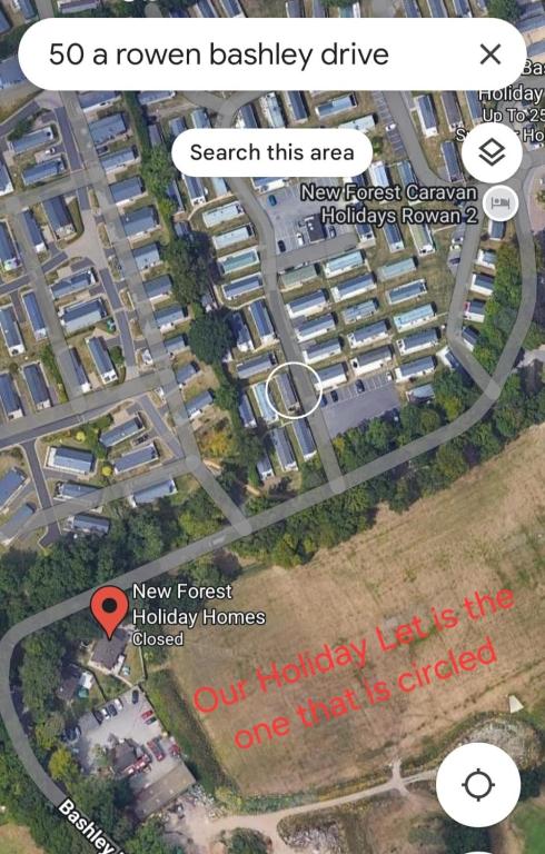 Letecký snímek ubytování 50A ALDERLEY at Hoburne bashley