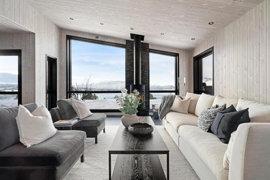 Χώρος καθιστικού στο Cabin in stunning surroundings