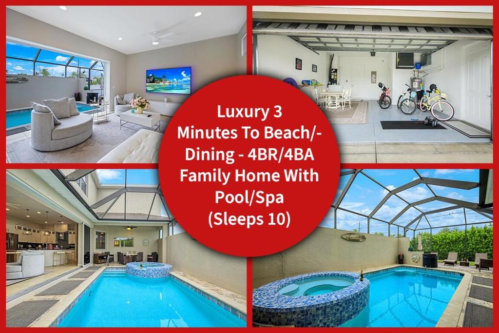 a collage of pictures of a house with a swimming pool at Vacation home with pool. 4 bedrooms. Sleeps 10 in Naples