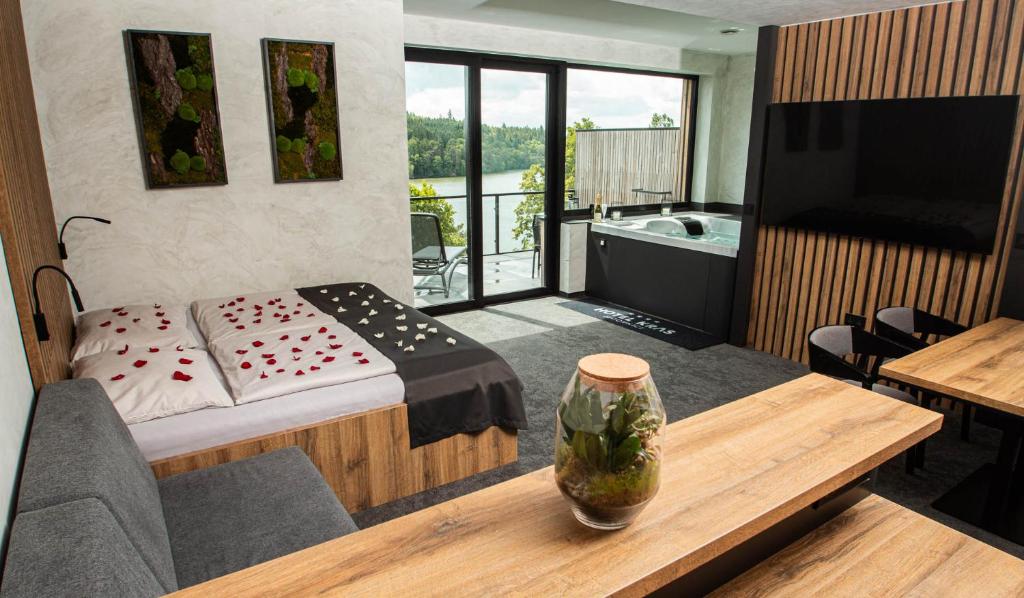 Televiisor ja/või meelelahutuskeskus majutusasutuses Hotel Kras