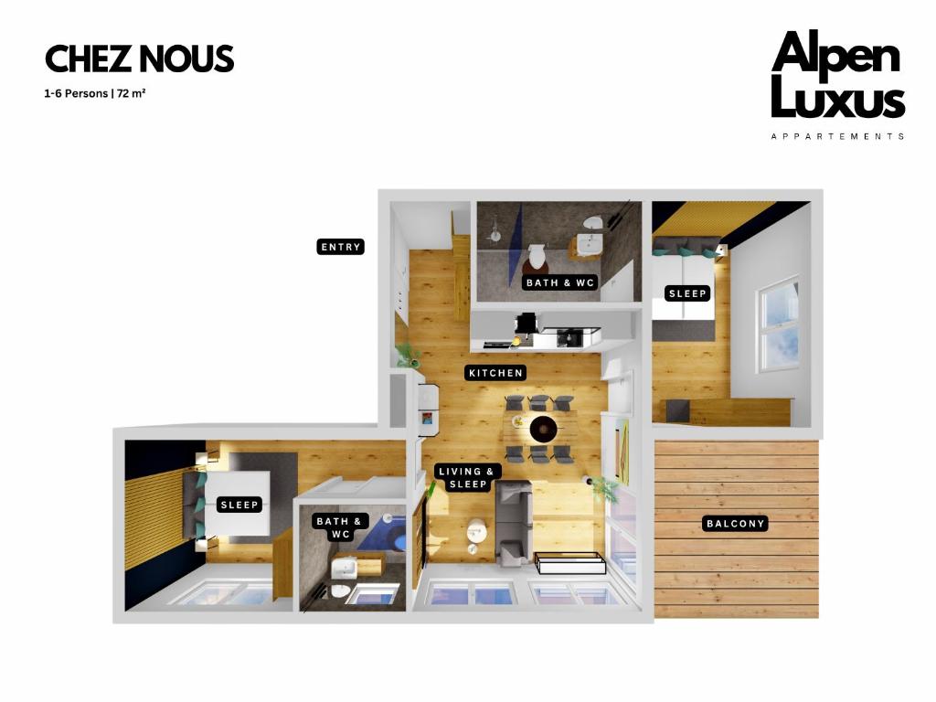 Plán poschodí v ubytovaní CHEZ NOUS - Balcony und Car Park by AlpenLuxus Appartements