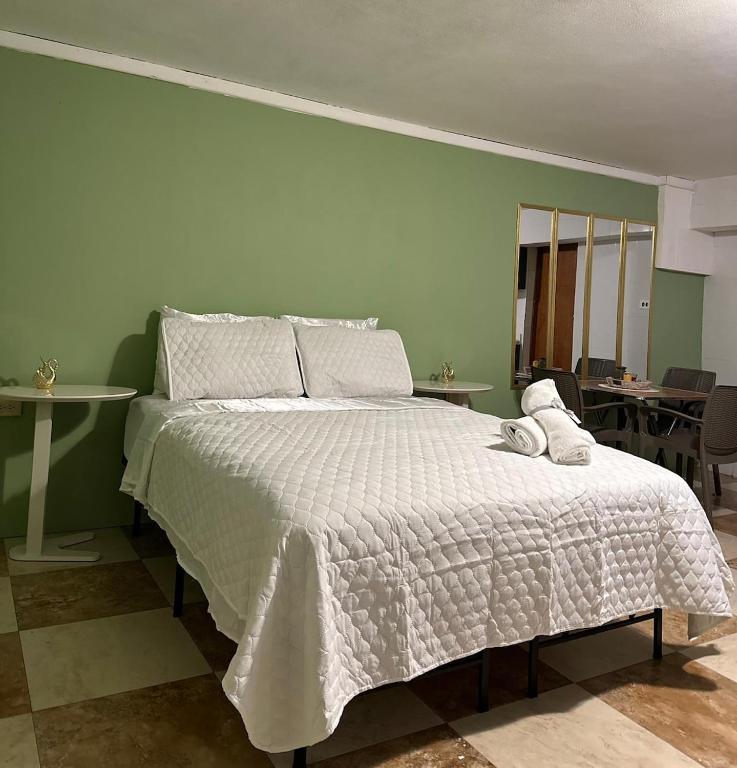 Postel nebo postele na pokoji v ubytování Cozy studio in amazing Manatí with AC, WiFi, Pool