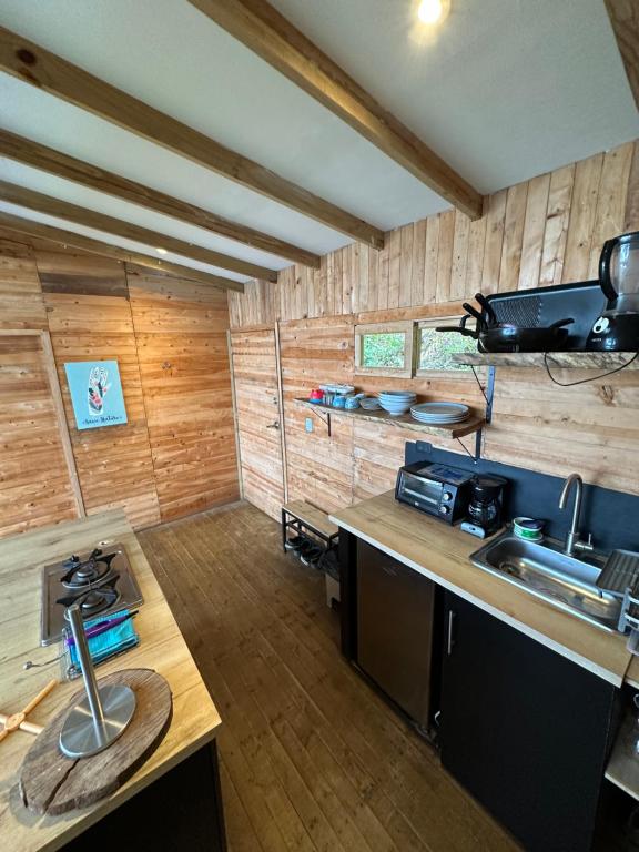 Kuchyň nebo kuchyňský kout v ubytování Luxury Tiny House - Minca