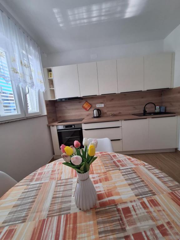 Kuchyň nebo kuchyňský kout v ubytování Apartment Marina