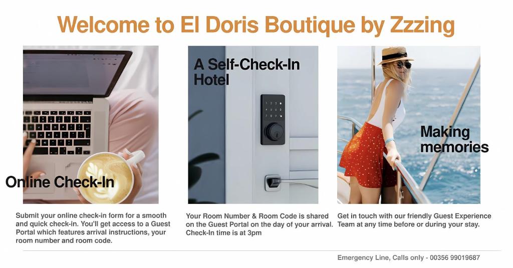 a self checkout kiosk and a woman with a laptop at El Doris Boutique Living in Marsaskala