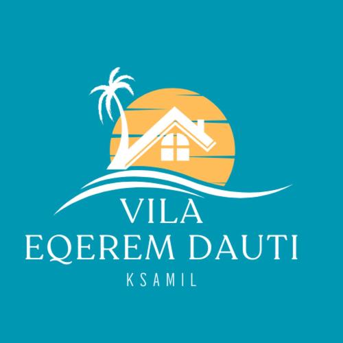 un logo per un resort sull'oceano con una casa di Vila Eqerem Dauti a Ksamil