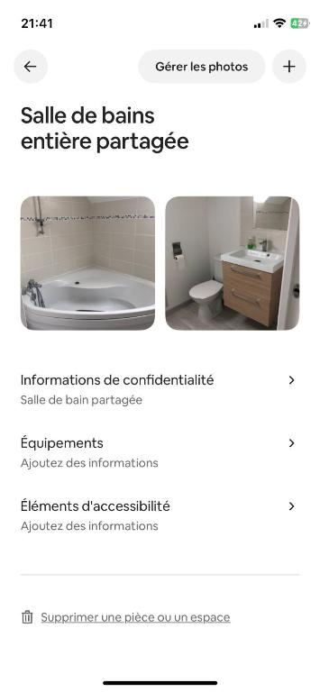two pictures of a bathroom with a toilet and a sink at Chambres 24h du mans in Saint-Gervais en-Belin
