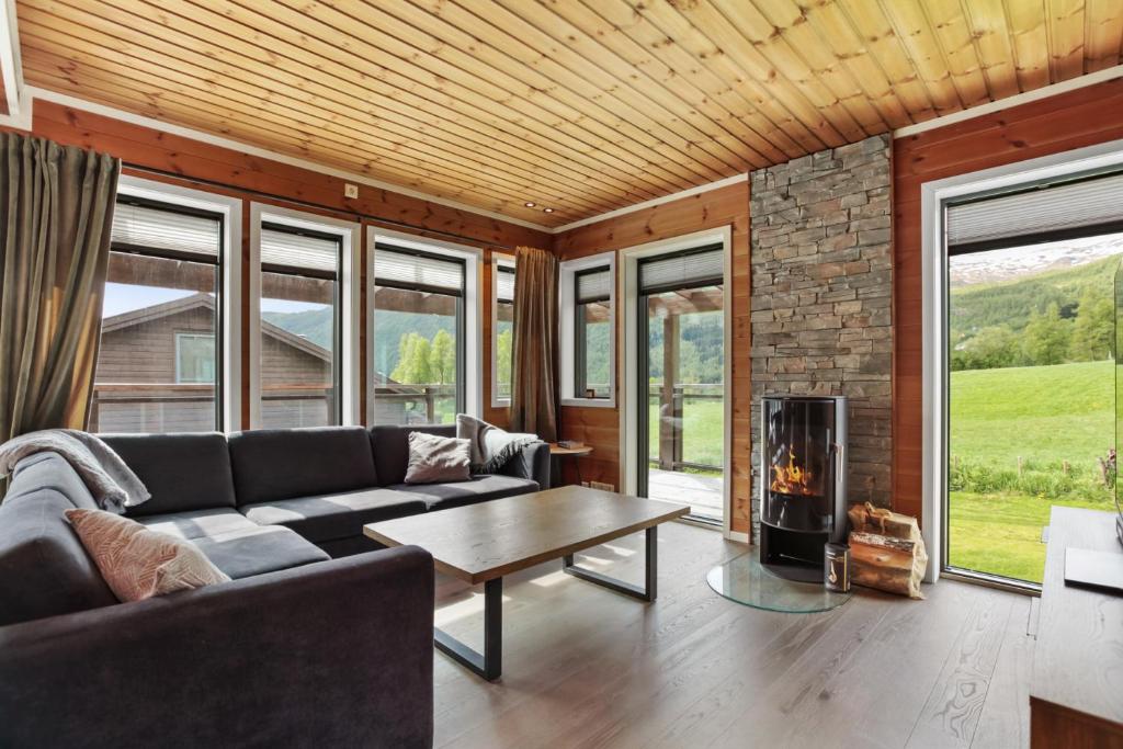 Χώρος καθιστικού στο Large nice apartment in Myrkdalen