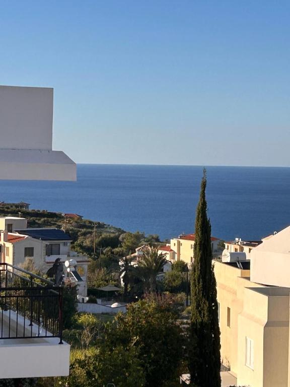 a view of the ocean from a building at Akamas Bayview Apartment in Neo Chorio