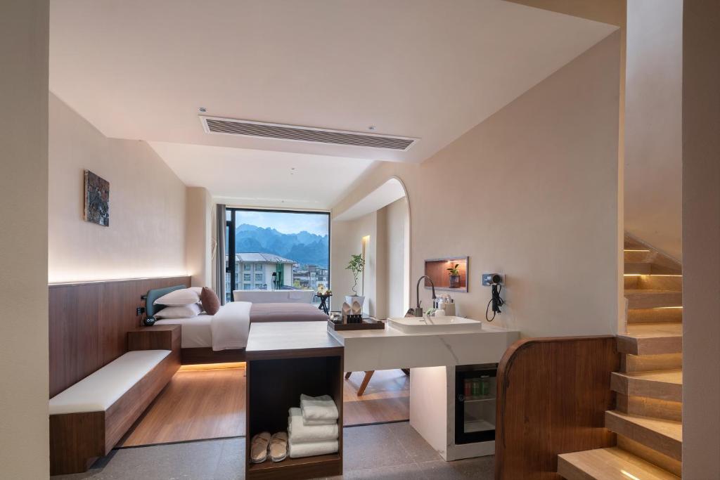 Posezení v ubytování Zhangjiajie Yujie Hotel