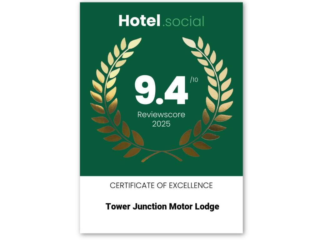 Certifikát, hodnocení, plakát nebo jiný dokument vystavený v ubytování TOWER JUNCTION MOTOR LODGE- MOTEL with Airport and Railway Station Shuttle service- Best Location - close to Westfield Mall, Tower Junction Shopping Centre, Restaurants, Cafes etc