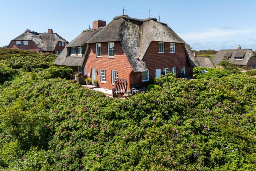 a house with a thatched roof on a hill at Watt‘n Hus Whg 2 in Kampen