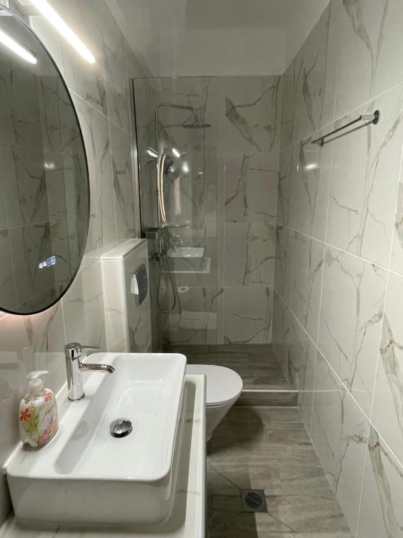 Koupelna v ubytování Manos Kritikakis Apartments