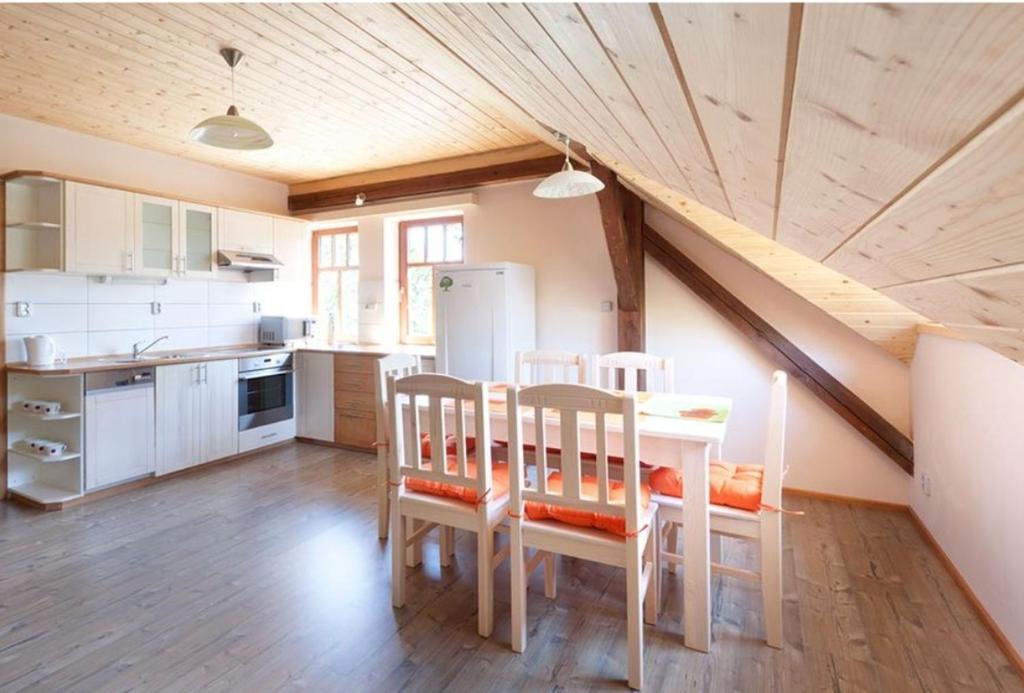 Kuchyň nebo kuchyňský kout v ubytování Apartmány Bardi