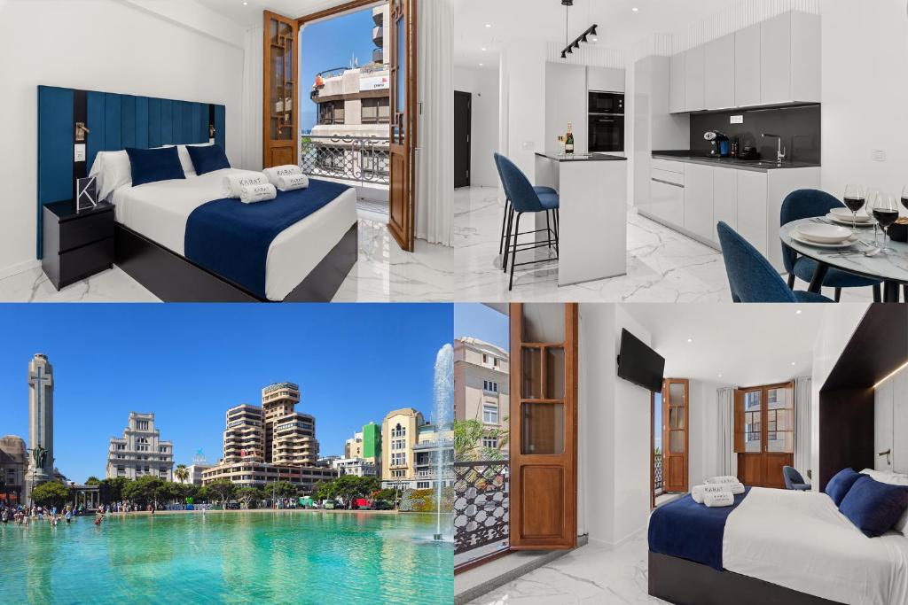 eine Collage mit Fotos eines Hotelzimmers in der Unterkunft 7 Luxury Suites By KARAT in Santa Cruz de Tenerife
