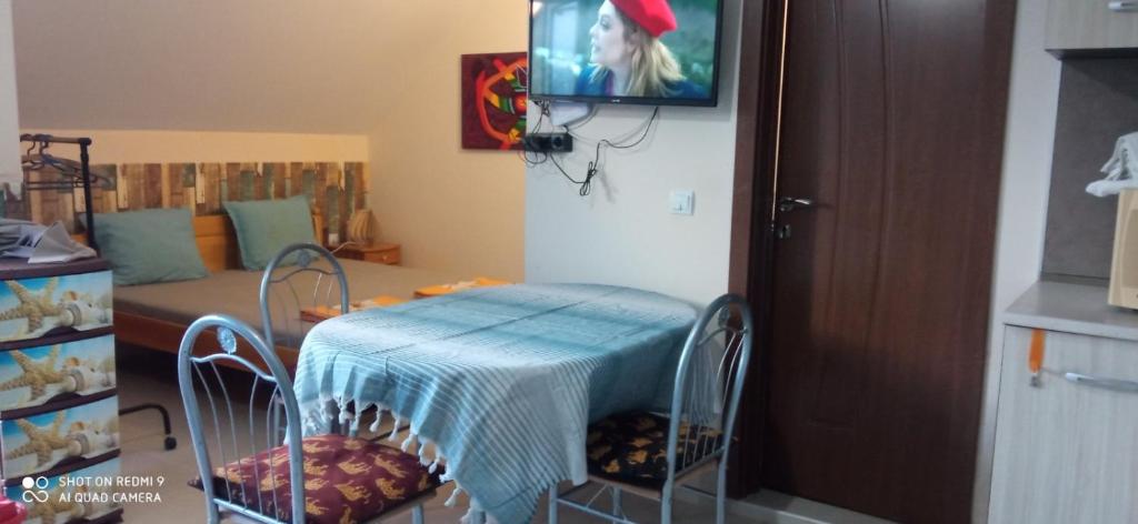A television and/or entertainment centre at Studio Teo Pomorie
