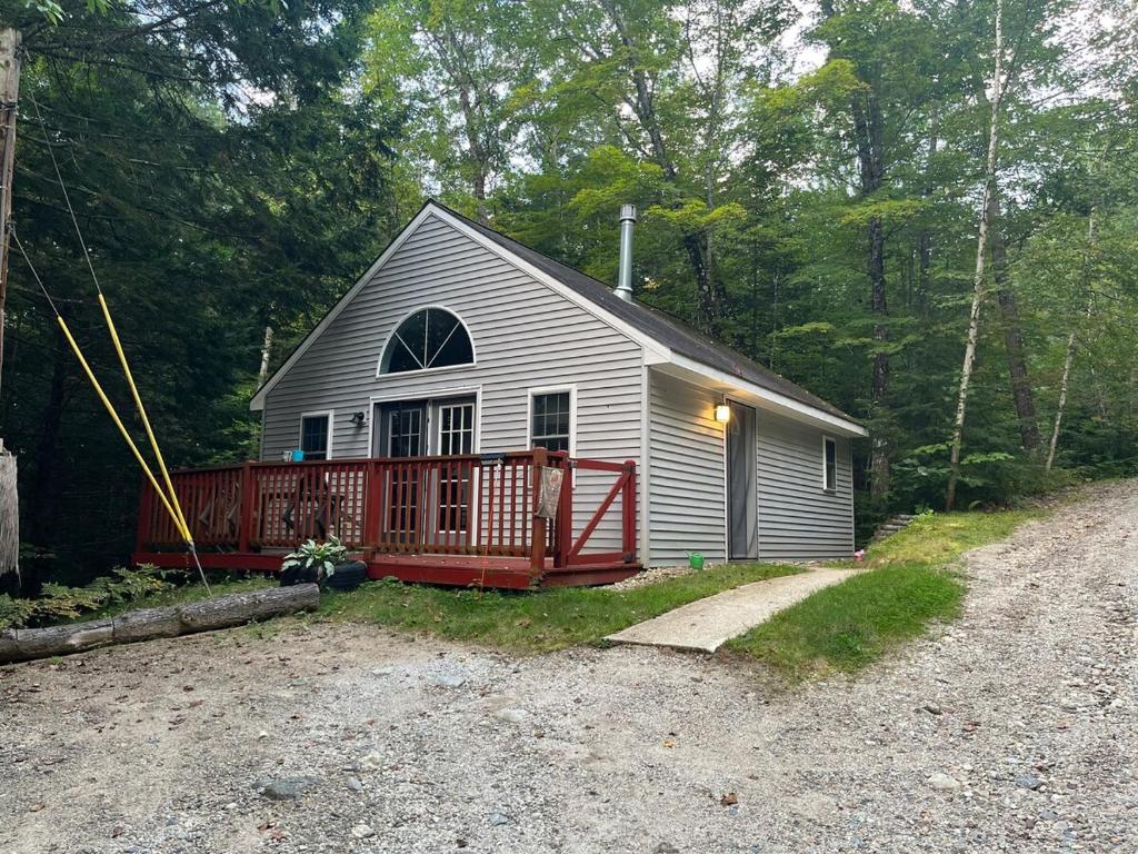 a small white house with a red fence in front at Young Cottage in Norway