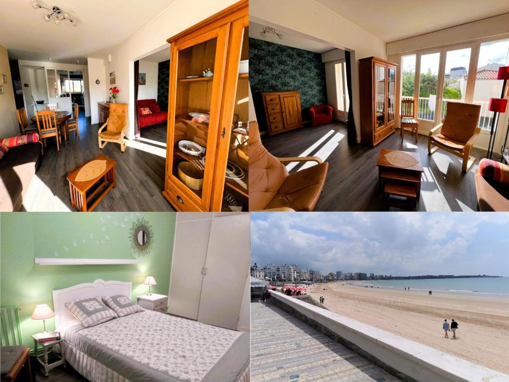 un collage de photos d'une chambre d'hôtel dans l'établissement LE ROCHEFORT - 2 chambres, à Les Sables-dʼOlonne