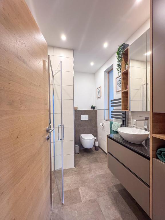 Koupelna v ubytování Rennerhof - Ferienwohnung im Lesachtal