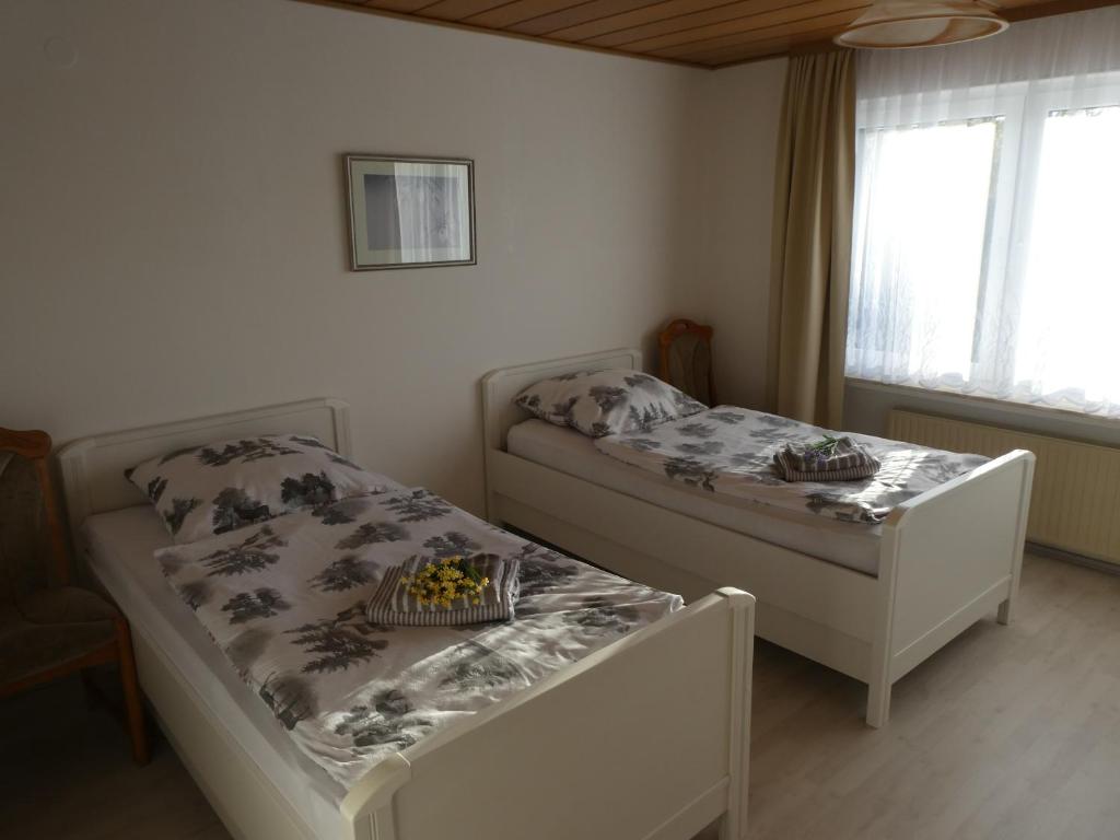 Postel nebo postele na pokoji v ubytování FeWo Ruhe