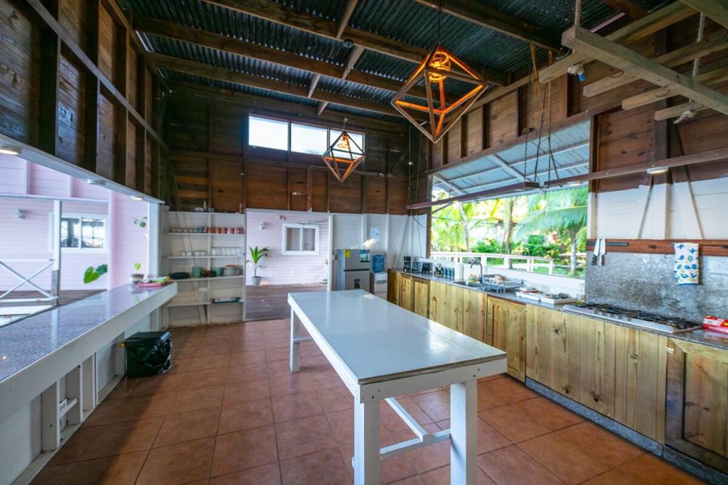 Kuchyň nebo kuchyňský kout v ubytování La Caribena Beach House- Bocas del Toro, Isla Colón, Panamá