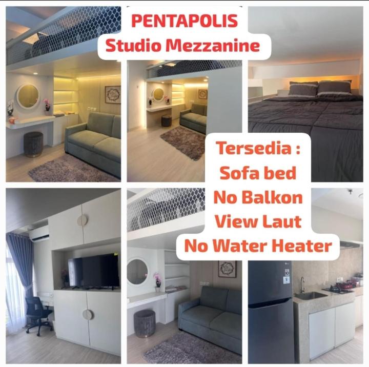 a collage of photos of a bedroom and a room at PENTAPOLIS WONGKITO APARTMENT di pusat kota Balikpapan in Stalkudo
