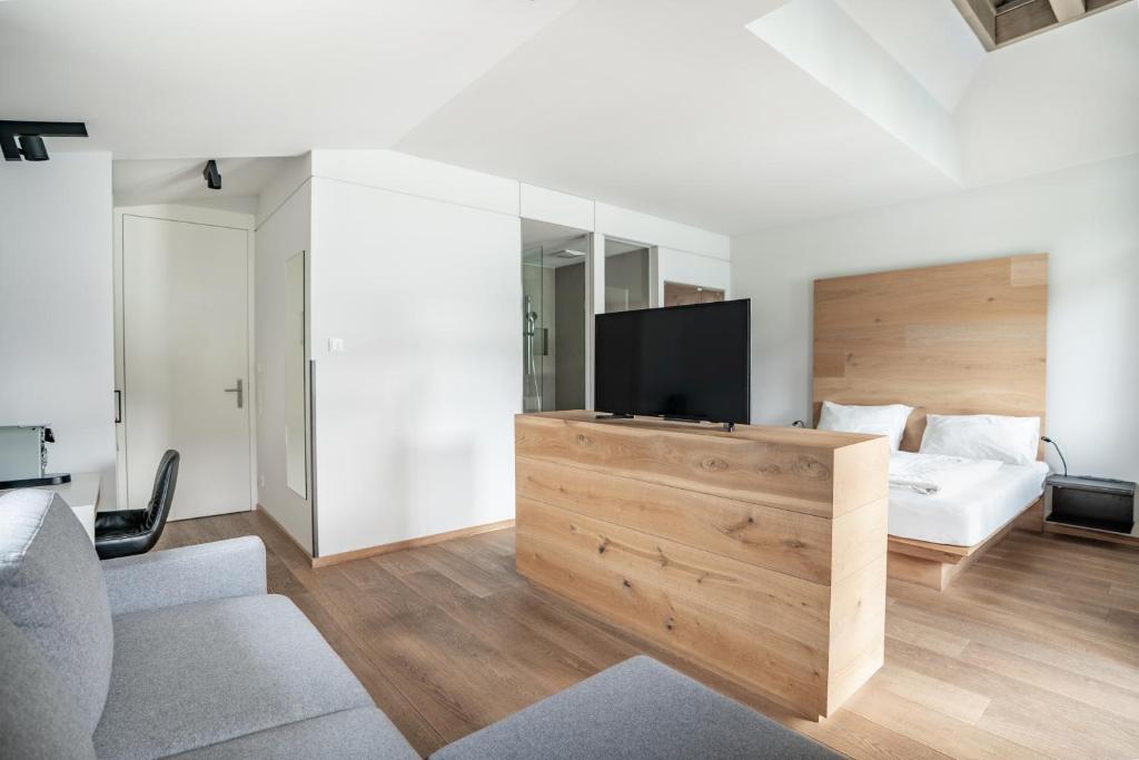 TV a/nebo společenská místnost v ubytování Seehotel Bellevue by keyone