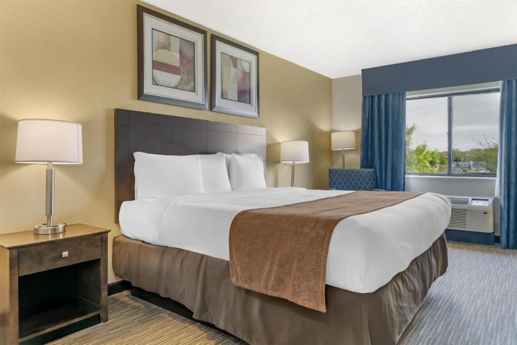 a hotel room with a large bed and a window at Best Western Port Huron Blue Water Bridge in Port Huron