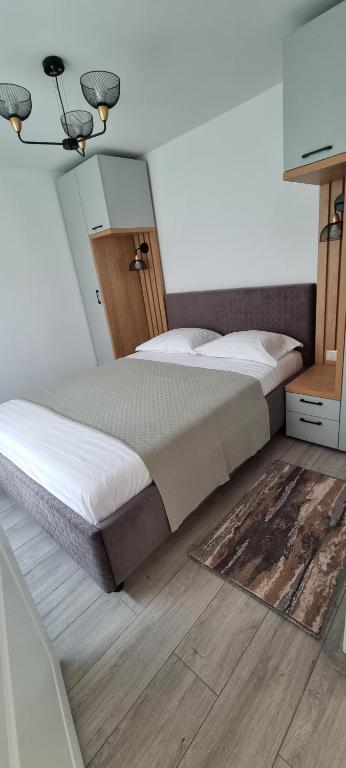 a bedroom with two beds in a room at Tiny Teo Sătic in Satic