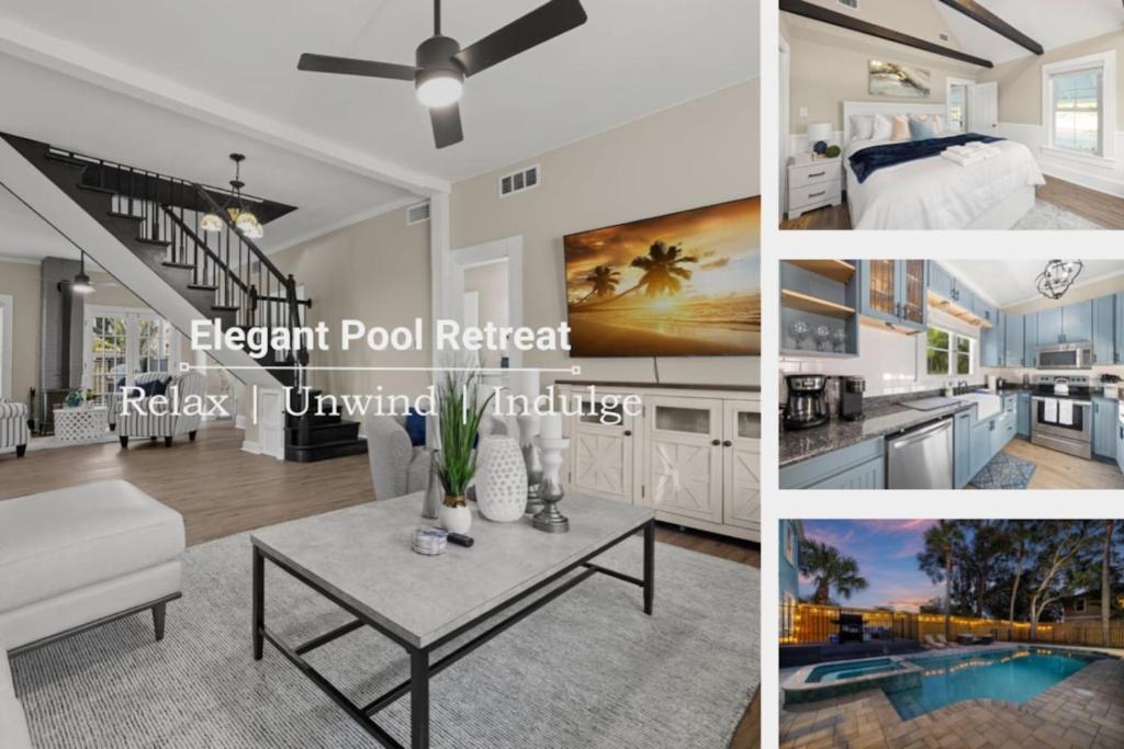 La pileta dentro o cerca de Elegant Pool Retreat with Firepit