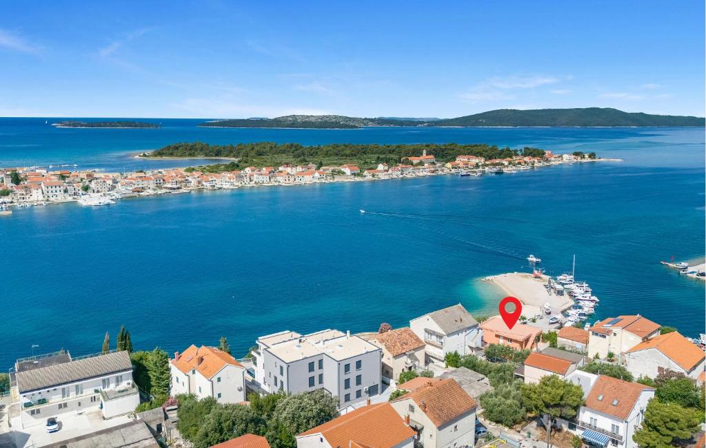 an aerial view of a town on the water at Stunning Apartment In Brodarica in Brodarica