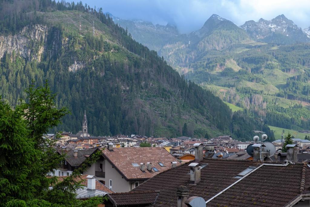 a view of a town with mountains in the background at Casa Quinta by Go New Location in Predazzo
