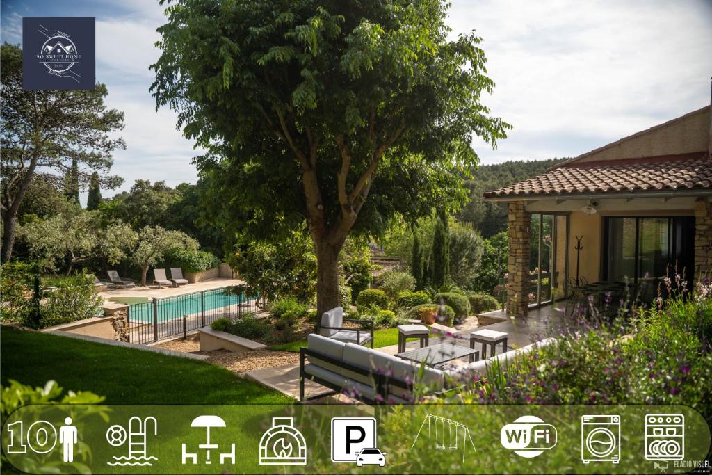 une image d'une maison avec piscine dans l'établissement À Font Aubarne, à Nîmes