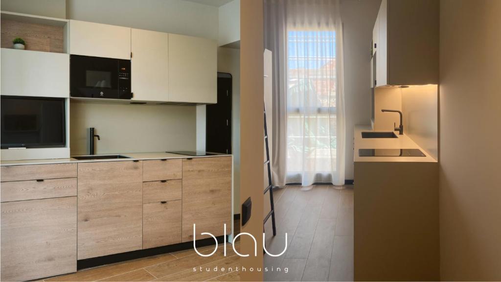 Kuchyň nebo kuchyňský kout v ubytování BLAU Student Housing - Students Only