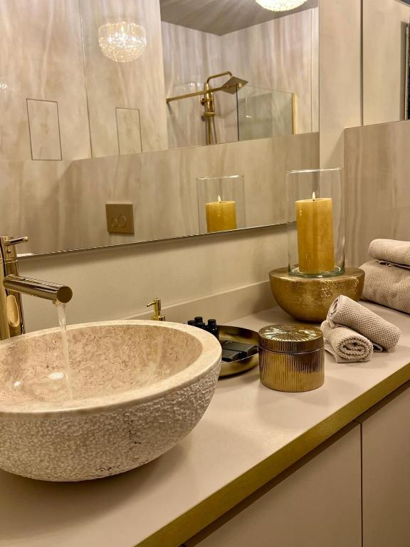 Koupelna v ubytování Royal Apartmány