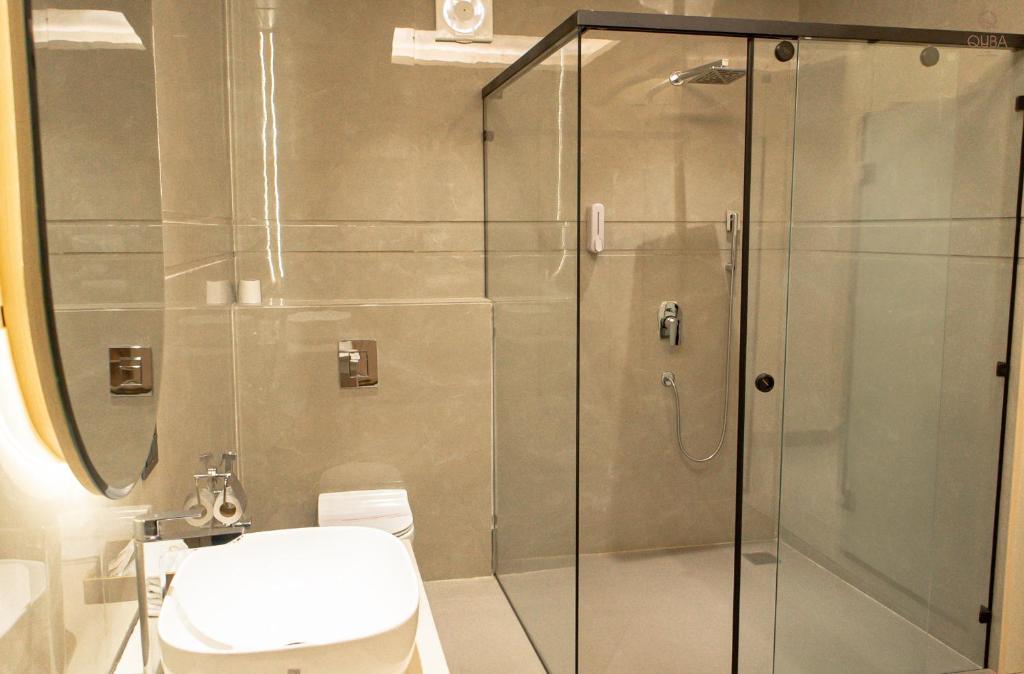 Koupelna v ubytování Hotel QUBA