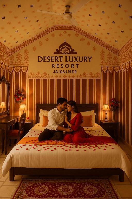 Postel nebo postele na pokoji v ubytování Desert luxury Resort Jaisalmer