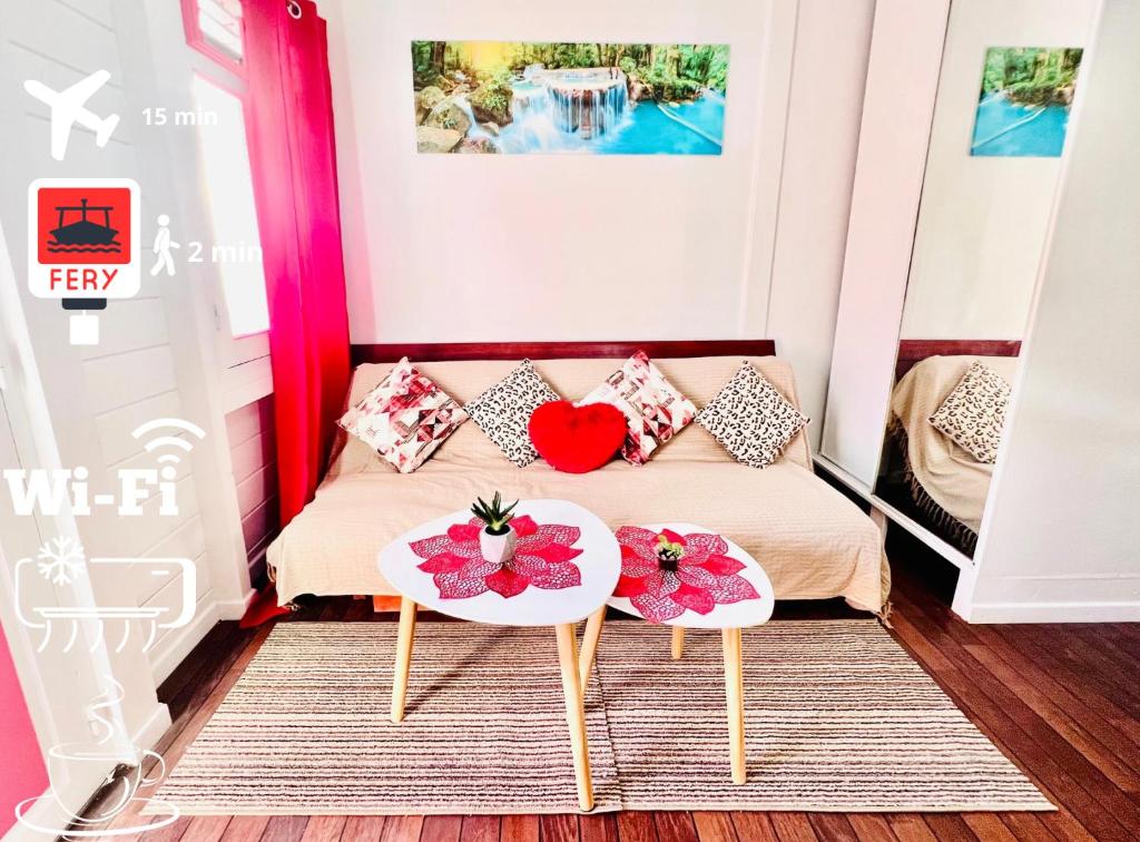 Posezení v ubytování L amour wifi Clim balcon