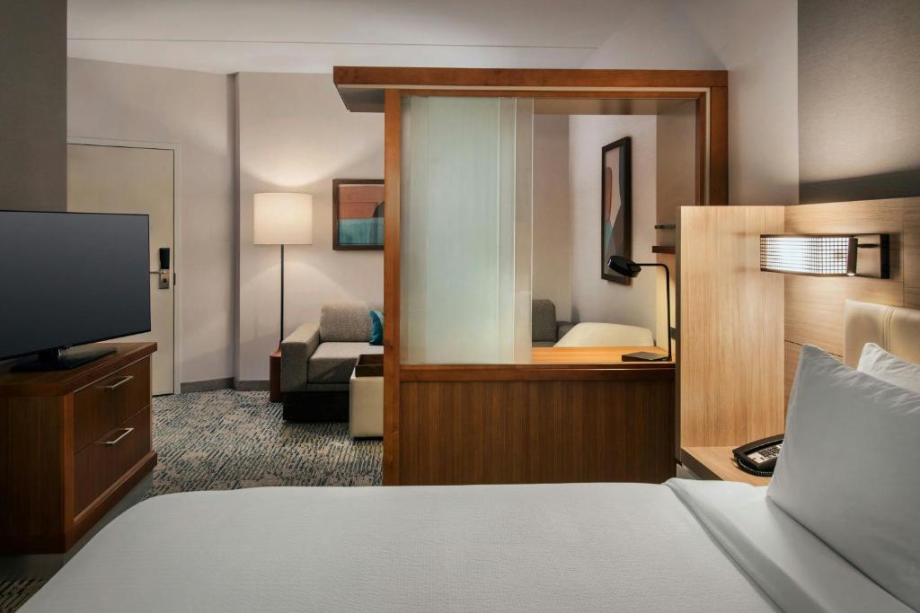 TV a/nebo společenská místnost v ubytování SpringHill Suites by Marriott Mount Laurel