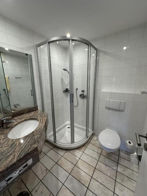 Koupelna v ubytování Hotel Pöker