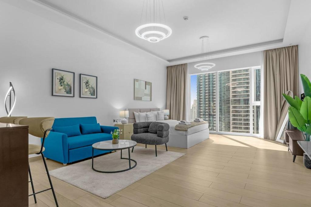 Zona d'estar a Modern Studio In Jlt Cluster L Top Facilities