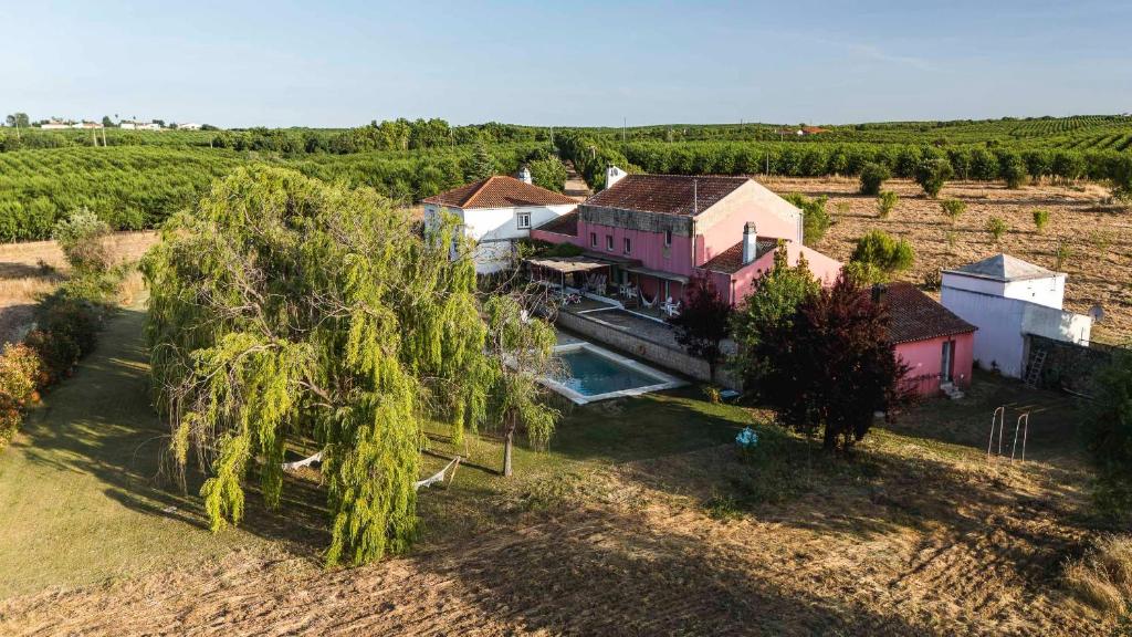 an aerial view of a house with a swimming pool at Casa das Jardas in Idanha-a-Nova