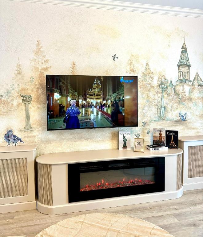 TV a/nebo společenská místnost v ubytování Bridge Penthouse