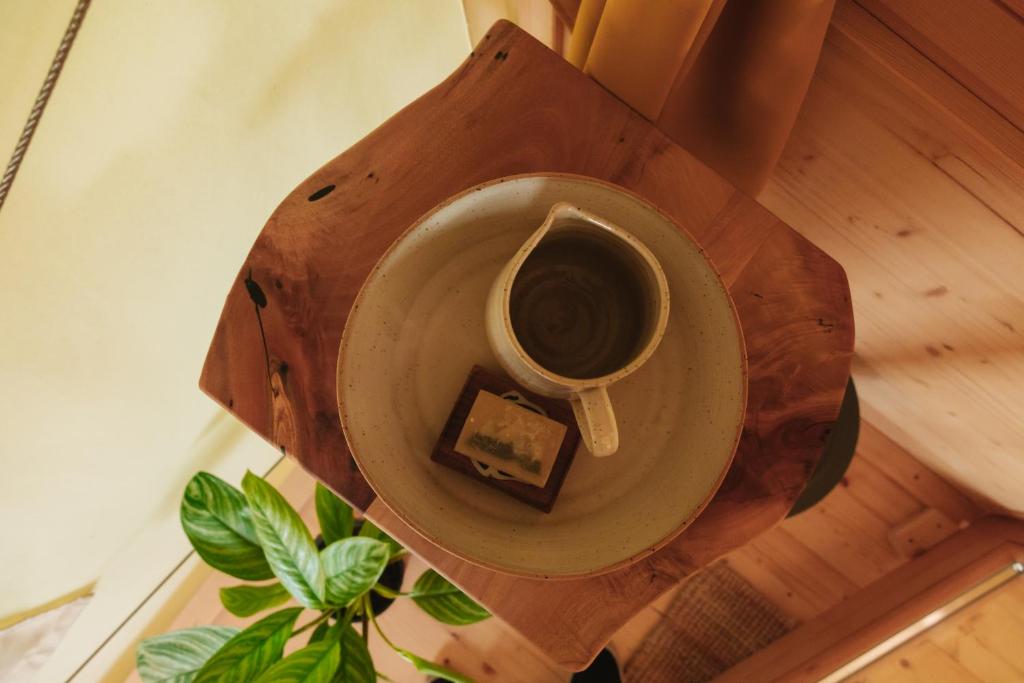 Příslušenství pro přípravu čaje a kávy v ubytování Ladybug Eco House