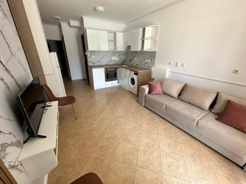 Kuchyň nebo kuchyňský kout v ubytování Horizont Apartments